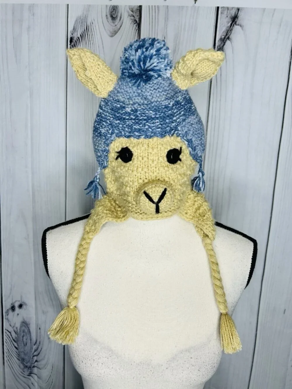Andes Gifts Alpaca Llama Head Hat Adult Tan Peru